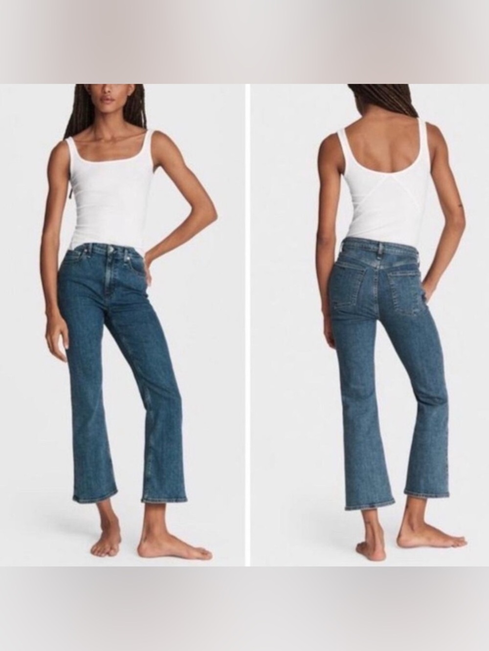 rag & bone Mid-Rise Cropped Flare Jeans in Blue